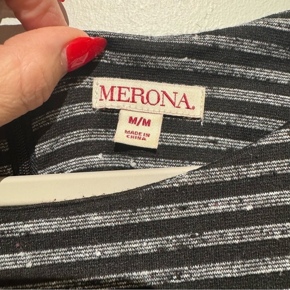 Bundle of 2 Merona Navy and Black Striped Long Sleeve Dresses. Size Medium - Picture 11 of 16